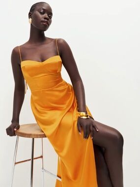 Reformation Marguerite Silk Dress Cantaloupe - Size 0
